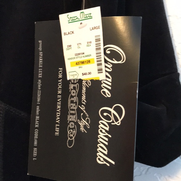 OPAQUE CASUALS LARGE BLACK VELOUR JACKET🆕 - Picture 2 of 12